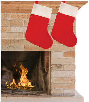 Rode kerstsokken 2 stuks polyester 41 cm