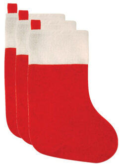 Rode kerstsokken 3 stuks polyester 41 cm - Kerstsokken Rood