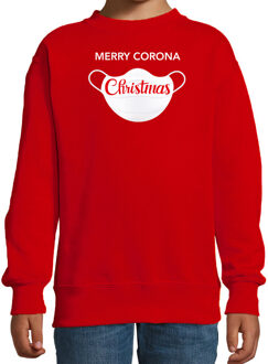Rode Kersttrui / Kerstkleding Merry corona Christmas voor kinderen 9-11 jaar (134/146)