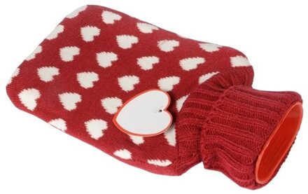 Rode kruik met hartjes hoes - 0,75 liter - Warmwaterkruik - Valentijn Rood