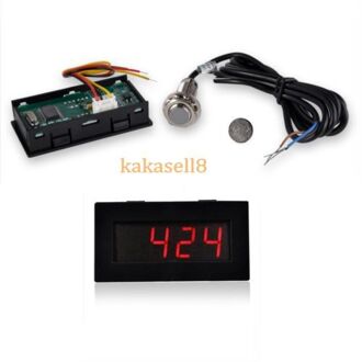 Rode Led Toerenteller Rpm Snelheid Meter + Hall Proximity Switch Sensor Npn