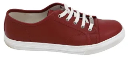 Rode Leren Casual Sneakers Gucci Vintage , Red , Dames - 38 1/2 EU