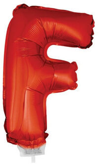 Rode letter ballonballon F op stokje 41 cm Rood