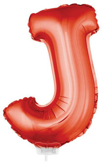Rode letter ballonballon J op stokje 41 cm Rood