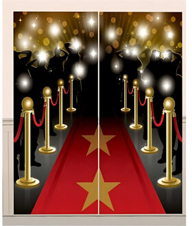 Rode loper muurdecoratie 165 x 82 cm - Feestdecoratievoorwerp