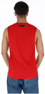 Rode Mouwloze T-shirt met Grafische Print - maat S Rood