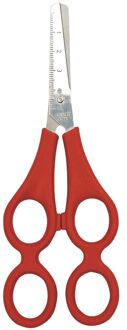 Rode oefen schaar met liniaal en ronde punt voor kids - Hobbyschaar Rood