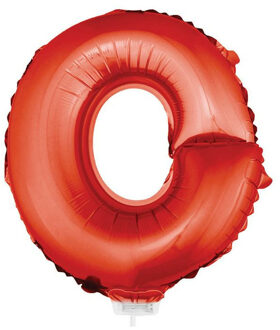 Rode opblaas letter ballon O op stokje 41 cm - Ballonnen Rood