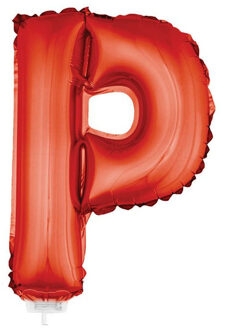 Rode opblaas letter ballon P folie balloon 41 cm