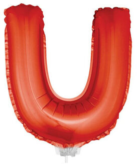Rode opblaas letter ballon U folie balloon 41 cm