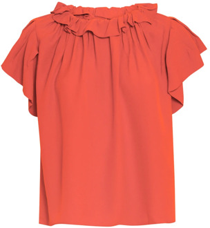 Rode Oxide Ruche Blouse Ulla Johnson , Red , Dames - S,2Xs