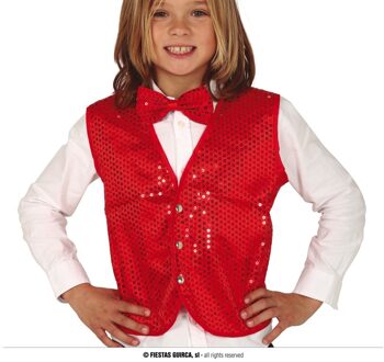Rode Pailletten Gilet Kind Rood - Zalm