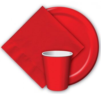 Rode papieren feest bekertjes - 8x stuks - 256 ml - Wegwerpbekertjes Rood