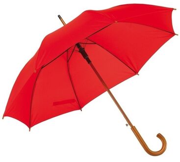 Rode paraplu met houten handvat 103 cm