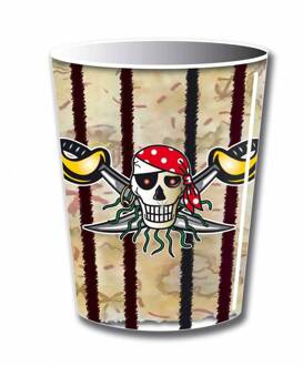 Rode Piraat schoolbekers - 8 stuks Rood