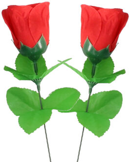 Rode roos kunstbloem - 2x - 28 cm - Valentijn kunstrozen - Kunstbloemen