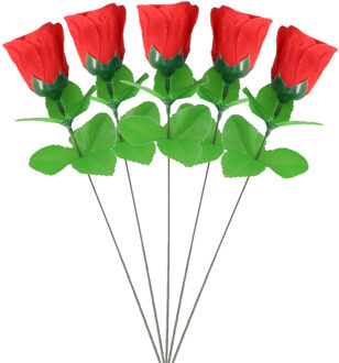 Rode roos kunstbloem - 8x - 28 cm - Valentijn kunstrozen - Kunstbloemen