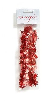 Rode spiraal slinger met sterren 750cm kerstboom versieringen - Kerstslingers Rood