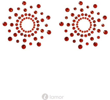 Rode strass tepelplakkers ,BL275034 - Maat: One Size