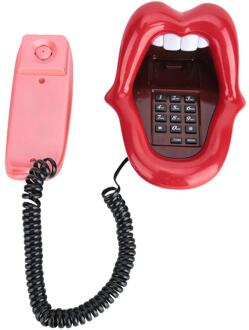 Rode Tong Vorm Vaste Telefoon Thuis Decoratie Draadloze Telefoon Bedrade Bureau Telefoon Met Telefoon Nummer Opslag Functie