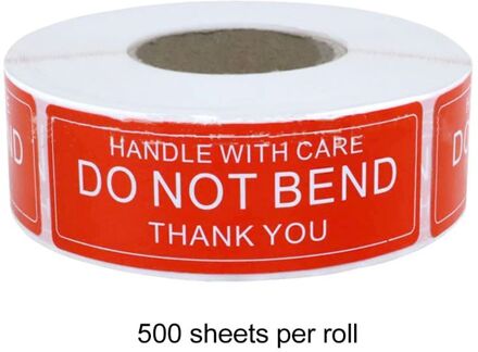 Rode Waarschuwing Sticker Breekbaar Handvat Met Zorg Niet Buigen 2.5X7.5Cm Transportverpakking Herinneren Labels 150/500Pcs/Roll