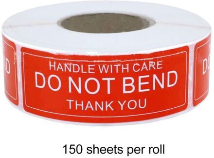 Rode Waarschuwing Sticker Breekbaar Handvat Met Zorg Niet Buigen 2.5X7.5Cm Transportverpakking Herinneren Labels 150/500Pcs/Roll