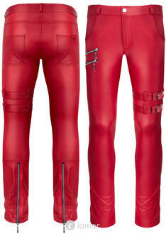 Rode wetlook heren broek, Tommaso002 - Maat: S