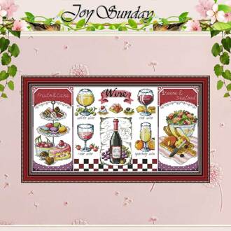 Rode Wijn En Desserts Geteld Kruissteek 11CT 14CT Kruissteek Set Diy Kruissteek Kit Borduurwerk Handwerken 14CT afbeelding printed