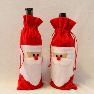 Rode Wijn Fles Cover Tassen Kerst Diner Tafel Decoratie Thuis Party Decors Kerstman Kerst