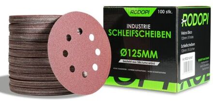 Rodopi® 100x Korrel 120 Schuurpapier 125mm - 8 Gats Excentrisch Schuurmachine