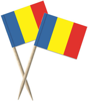 Roemenie cocktailprikkers - 8 cm - 100x stuks - mini vlaggetjes - landen decoraties
