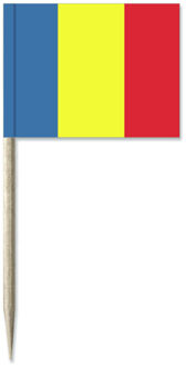 Roemenie cocktailprikkers - 8 cm - 50x stuks - mini vlaggetjes - landen decoraties