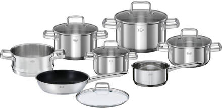 Rösle Keuken Moments Pannenset inclusief Stomer Set van 8 Stuks Zilver