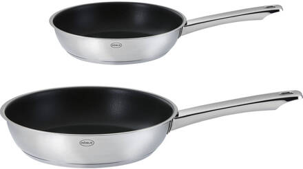 Rösle Koekenpannen, Set van 2 Stuks, 20 cm, 28 cm, RVS, ProPlex Non-Stick - Zilver