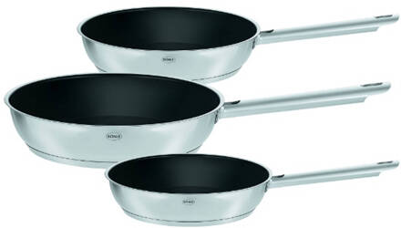 Rösle Koekenpannen, Set van 3 Stuks, 20 cm, 24 cm, 28 cm, ProPlex Non-Stick Zilver