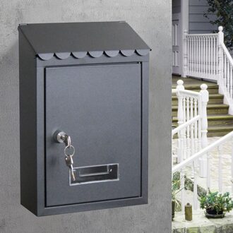Roest-Proof Mailbox Brievenbus, Effen Regendicht Wandmontage Veilige Afsluitbare Brievenbus Voor Krant, Tijdschriften, letters Ontvangen zwart 1