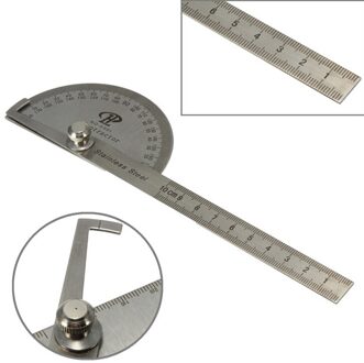 Roestvrij Gradenboog Ronde Hoofd Hoekzoeker Craftsman Regel Ruler Machinist Tool Professionele 0-180 Graden Gradenboog 10Cm