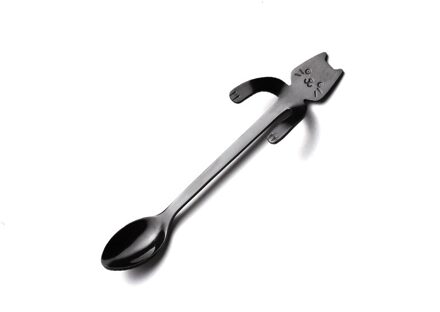 Roestvrij Leuke Kat Koffie Lepel Creatieve Kat Lepel Theelepel Dessert Snack Scoop Ijs Mini Lepels Servies 02zwart