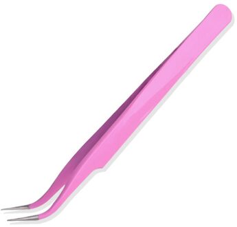 Roestvrij Staal Anti-Statische Pincet Voor Nail Art Accessoires HJL2019 roze Curved