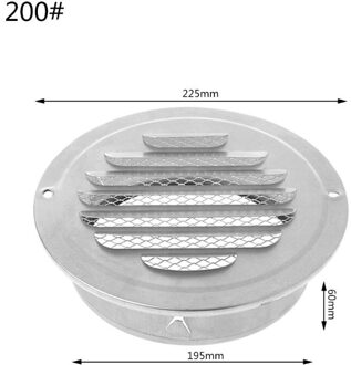 Roestvrij Staal Buitenmuur Air Vent Grille Ronde Ducting Ventilatie Roosters 1AA500407-200