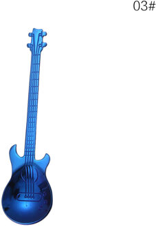 Roestvrij Staal Cartoon gitaar Lepel Creatieve Melk Koffie Lepel Ijs Snoep Theelepel keuken ccessoires 7 kleuren Blauw