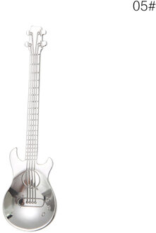Roestvrij Staal Cartoon gitaar Lepel Creatieve Melk Koffie Lepel Ijs Snoep Theelepel keuken ccessoires 7 kleuren Zilver