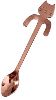 Roestvrij Staal Cartoon Kat Lepel Lange Steel Bestek Koffie Drinken Gereedschap Keuken Gadget roos goud