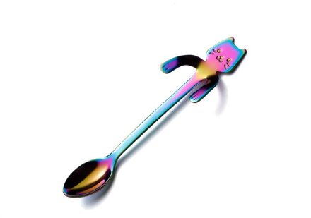 Roestvrij Staal Cartoon Kat Opknoping Cup Scoop Koffielepel Mok Thee Lepel Dessert Ijs Theelepel Servies Voor Keuken Dazzling kleur