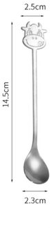 Roestvrij Staal Cartoon Koe Lepel Kinderen Leuke Taart Koffie Dessert Thee Ijs Roeren Lepels Theelepel Lange Steel Menglepel sliver
