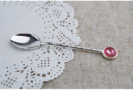 Roestvrij Staal Dessert Lepel Creatieve Mode Draagbare Kleurrijke Ijs Lepel 1Pc Coffe Roeren Herbruikbare Lepel grijs