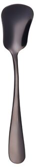 Roestvrij Staal Dessert Lepel Creatieve Mode Draagbare Kleurrijke Ijs Lepel 1Pc Coffe Roeren Herbruikbare Lepel zwart