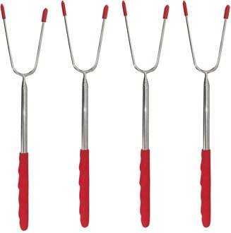 Roestvrij Staal Gegrilde Vlees Barbecue Vork Fruit Vork Dessert Vork Bbq Gereedschap Vlees Vorken Koken Bbq Motor Automatische Outdoor #41 rood