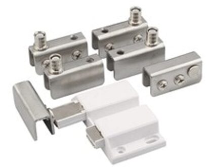 Roestvrij Staal Glazen Deur Pivot Scharnier Dubbele Head Magnetic Catch Set Voor 5-8Mm Glazen Deur