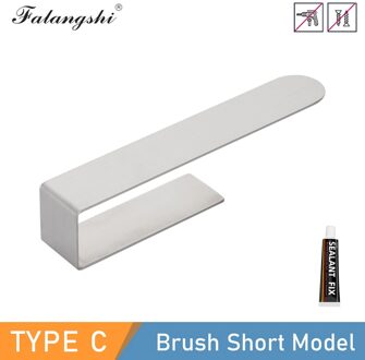 Roestvrij Staal Handdoek Opslag Houder Punch Gratis Zwart Handdoekenrek Hanger Badkamer Papier Houder WB8711 Brush kort - Glue